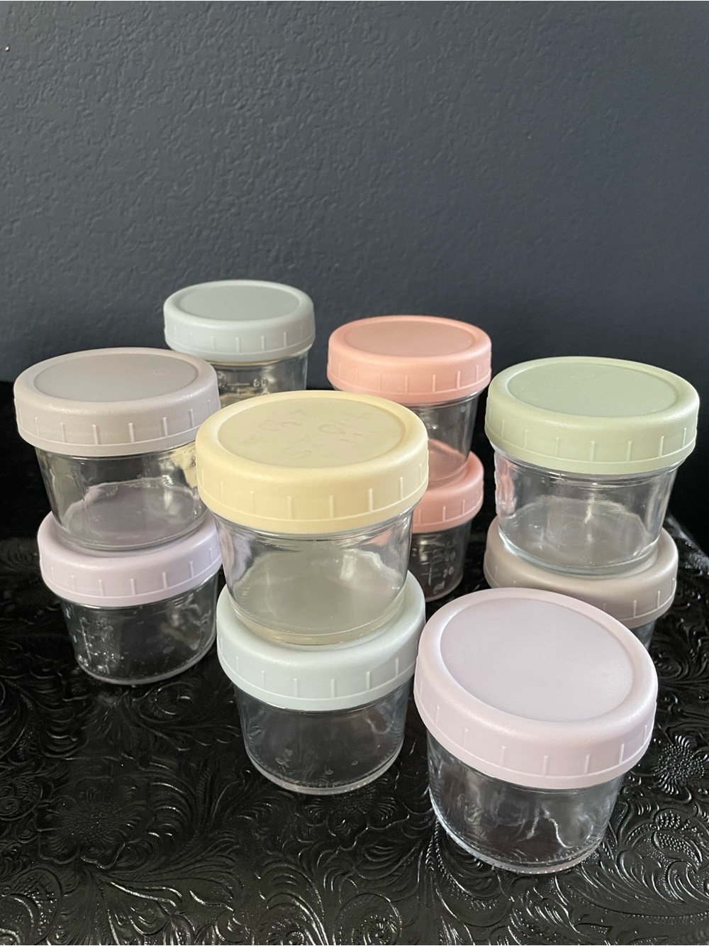 Silicone Baby Food Freezer Trays + Glass Storage Jars in Pastel Mix - Picture 3 of 10